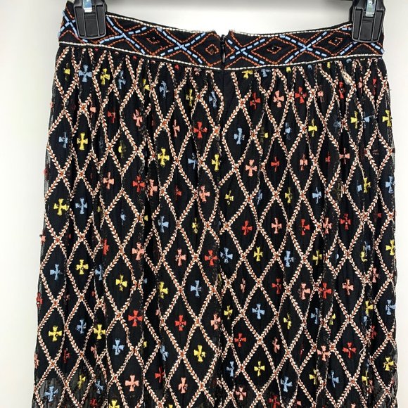 NWT TULAROSA Lexi Beaded Embroidered Black Sheer Maxi Skirt Sz XXS - Picture 9 of 15